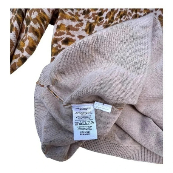 Ann Taylor Womens Size XS Seashell Leopard Print Cotton Long Sleeve Sweater - Picture 3 of 6